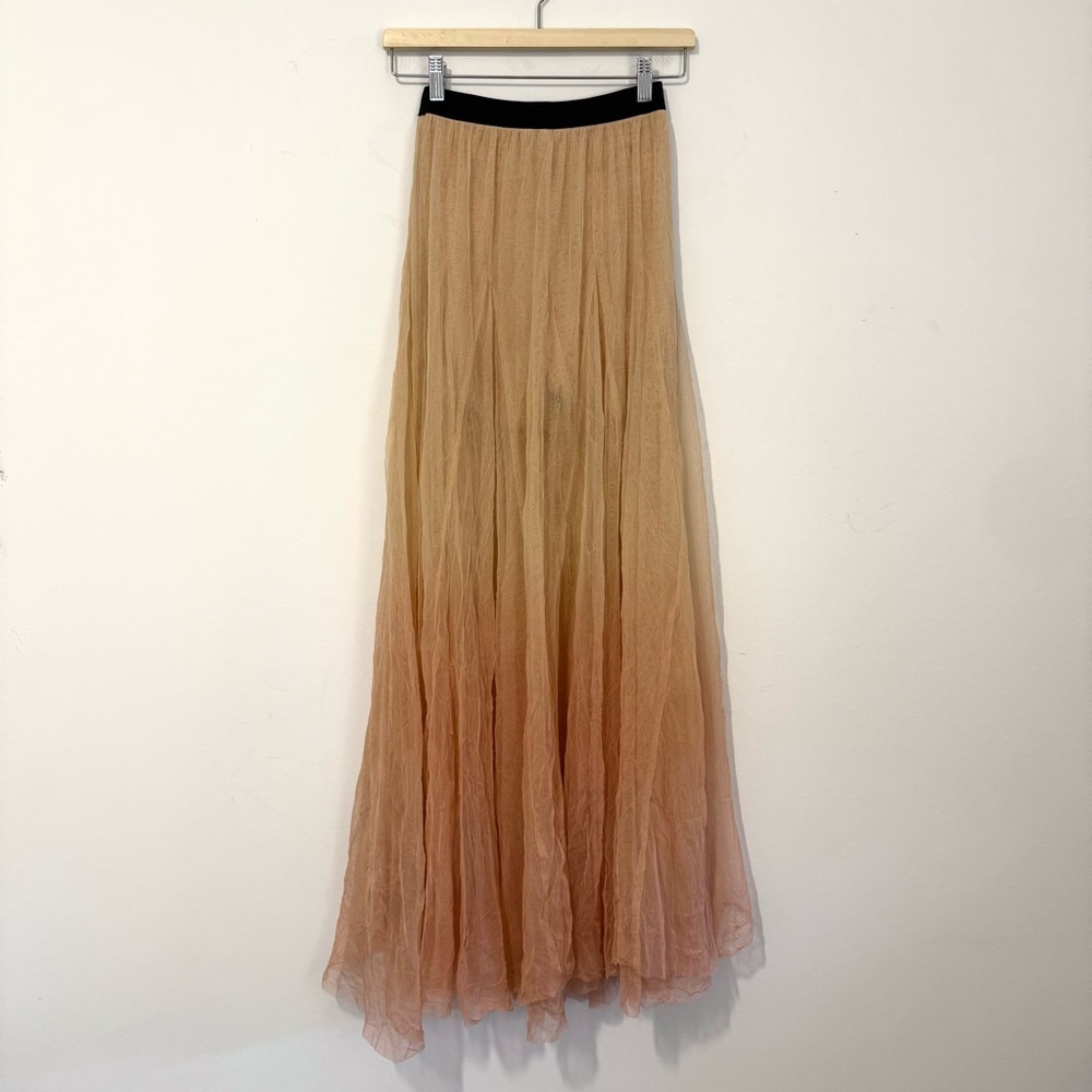 Free People ONE Rhea Tulle Maxi Skirt Ombré Nude Peach Layered Mesh Boho Medium - Picture 5 of 7
